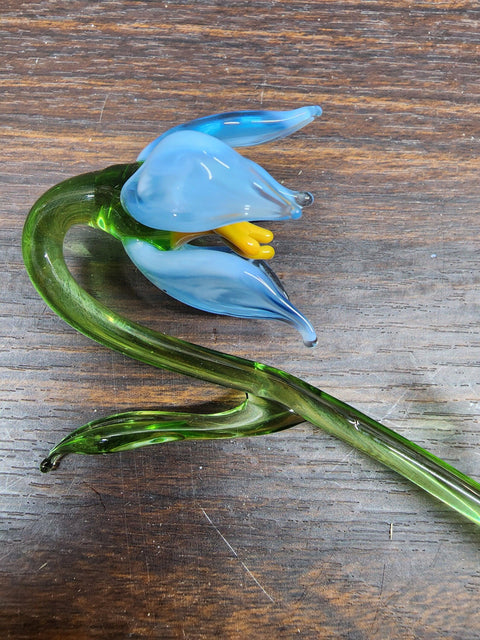 Blue Glass Lily - Handcrafted Short Stem Flower