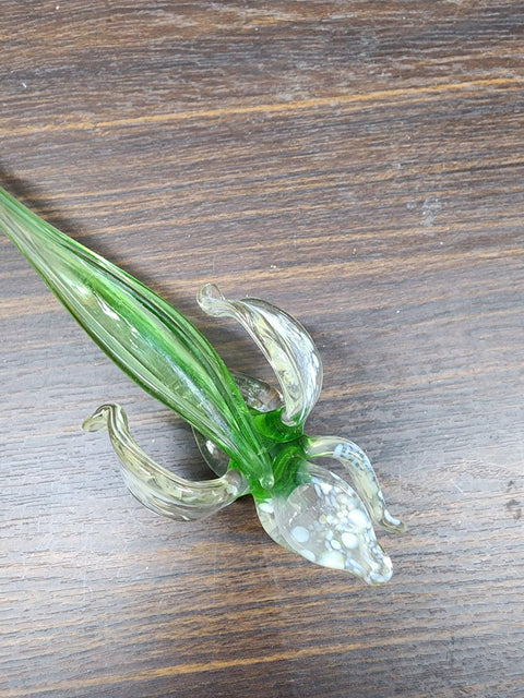 Clear Glass Iris - Handcrafted Long Stem Flower