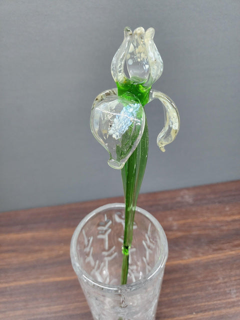 Clear Glass Iris - Handcrafted Long Stem Flower