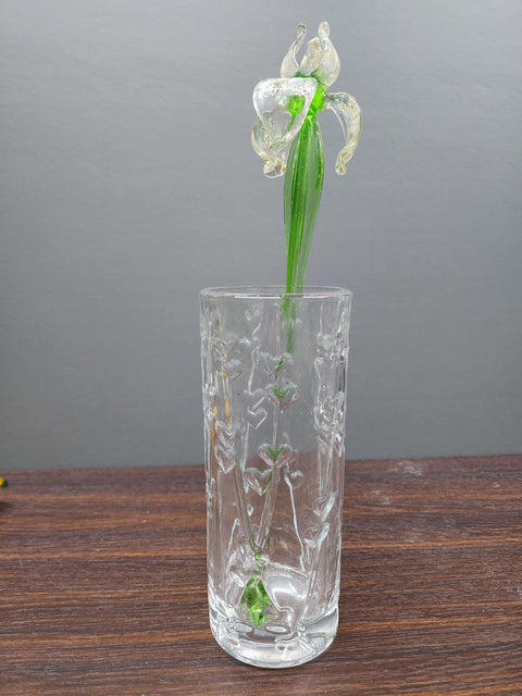 Clear Glass Iris - Handcrafted Long Stem Flower