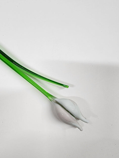 White Glass Tulip - Handcrafted Long Stem Flower