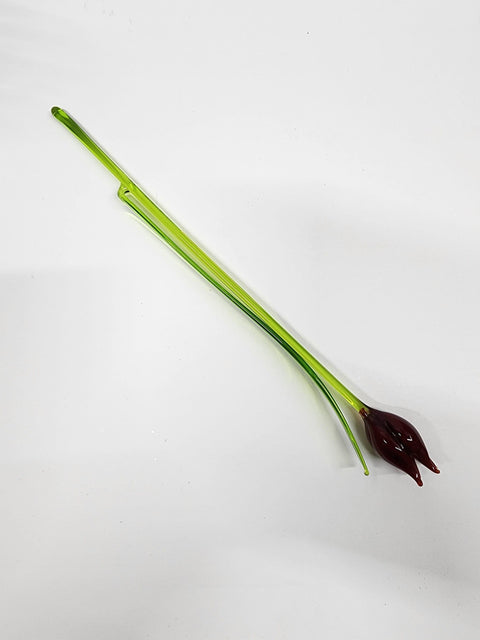 Red Glass Tulip - Handcrafted Long Stem Flower