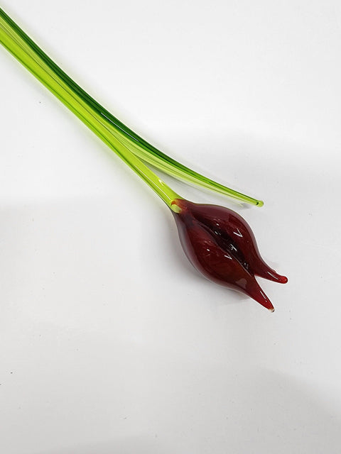 Red Glass Tulip - Handcrafted Long Stem Flower