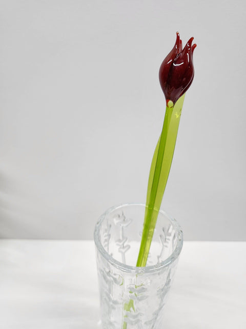 Long Stem Glass Flower Tulip