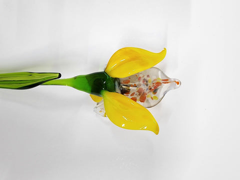 Yellow Glass Orchid - Handcrafted Long Stem Flower