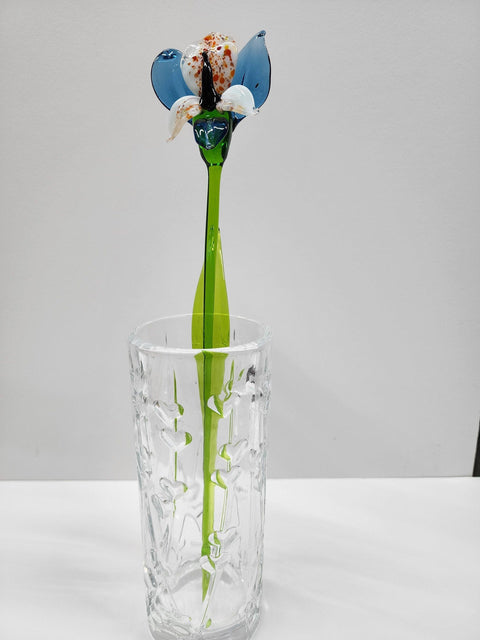 Blue Glass Orchid - Handcrafted Long Stem Flower