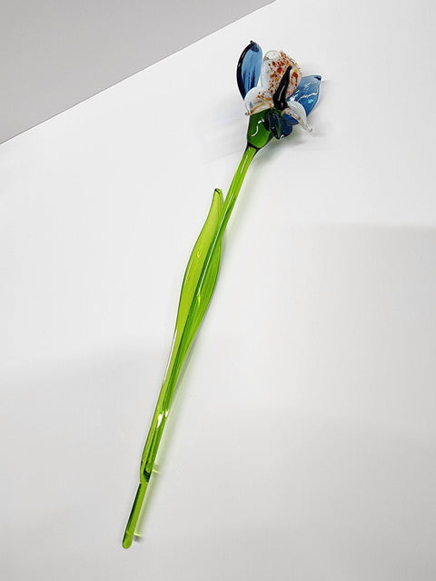 Blue Glass Orchid - Handcrafted Long Stem Flower