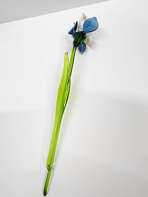 Blue Glass Orchid - Handcrafted Long Stem Flower