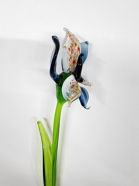 Blue Glass Orchid - Handcrafted Long Stem Flower