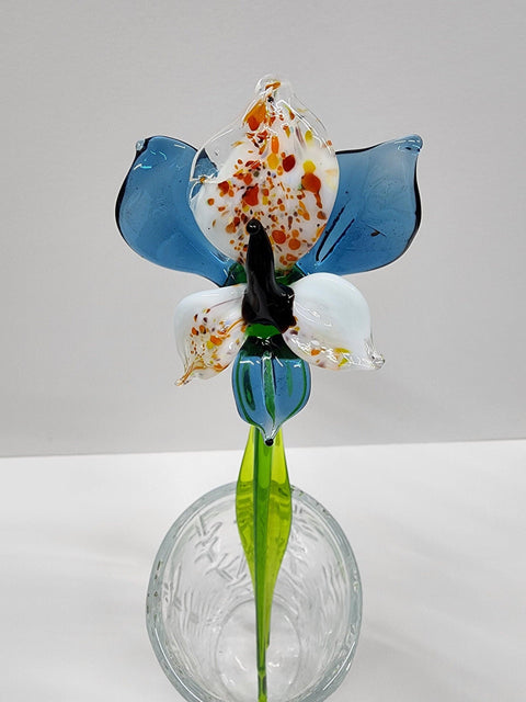 Long Stem Glass Flower Orchid