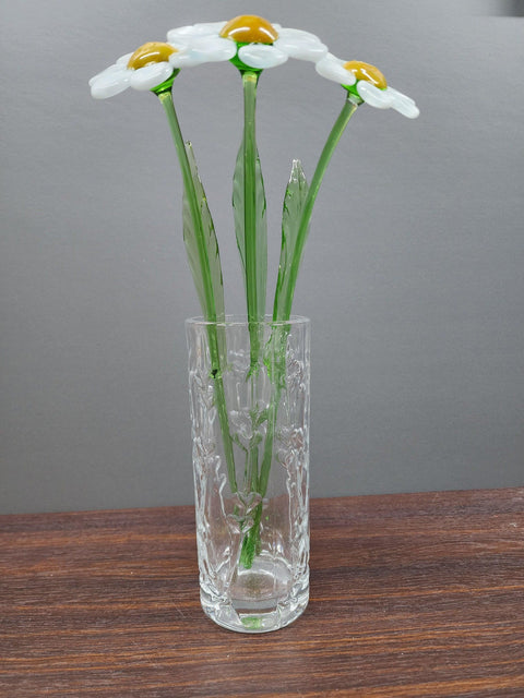 White Glass Daisy - Handcrafted Long Stem Flower