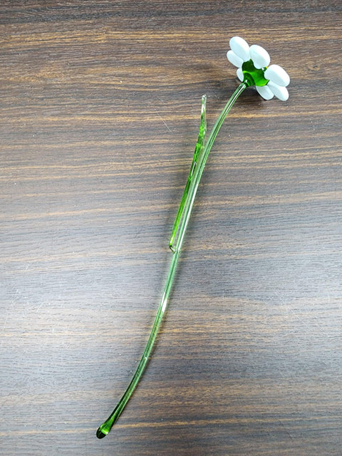 White Glass Daisy - Handcrafted Long Stem Flower