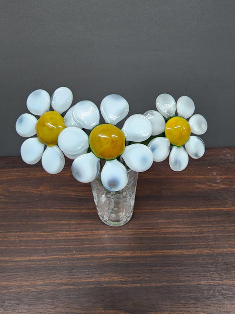 White Glass Daisy - Handcrafted Long Stem Flower