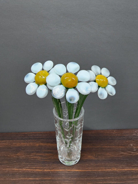 Long Stem Glass Flower Daisy