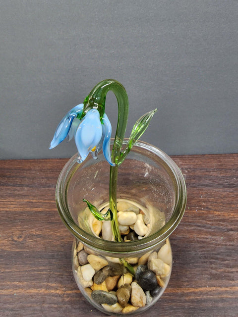 Blue Glass Lily - Handcrafted Short Stem Flower