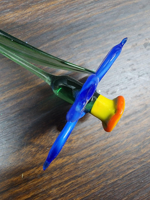 Blue Glass Daffodil - Handcrafted Short Stem Flower