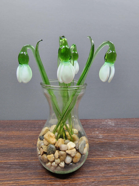 Short Stem Glass Flower Snow Drop