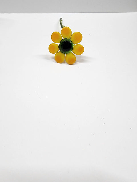 Glass Black Eyed Susan - Handcrafted Short  Stem Flower