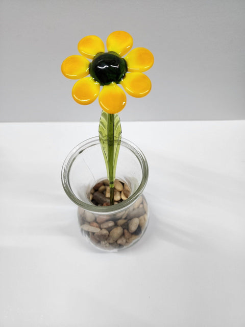 Short Stem Glass Flower Black-eyed Susan