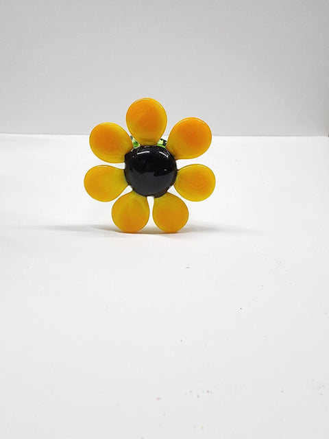 Glass Black Eyed Susan - Handcrafted Short  Stem Flower