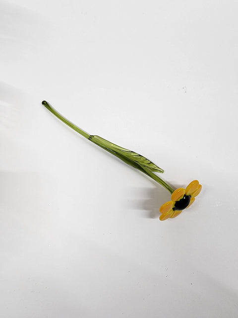 Glass Black Eyed Susan - Handcrafted Short  Stem Flower