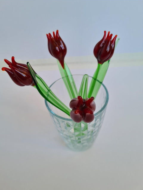 Short Stem Glass Flower Tulip