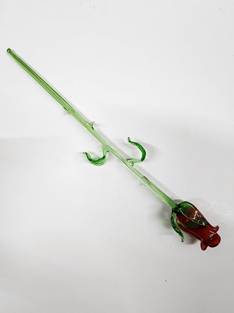 Red Glass Rose - Handcrafted Long Stem Flower