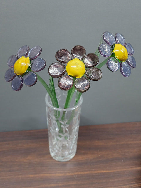 Long Stem Glass Flower Daisy