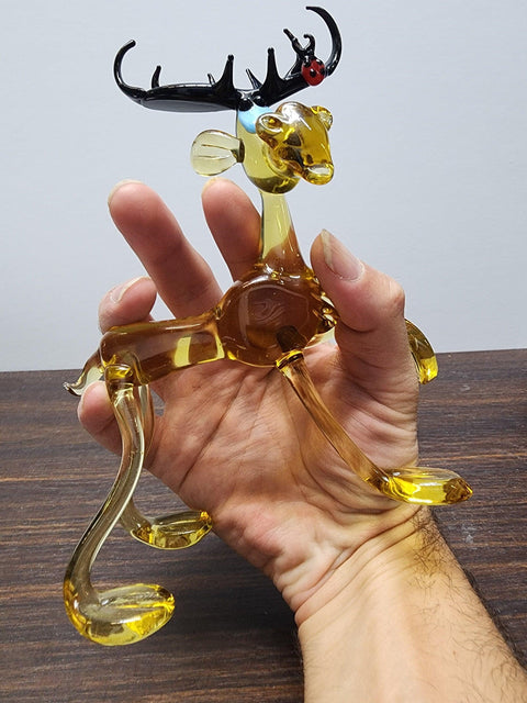 Glass Standing Moose Figurine, Handmade Murano Quality Design - Large