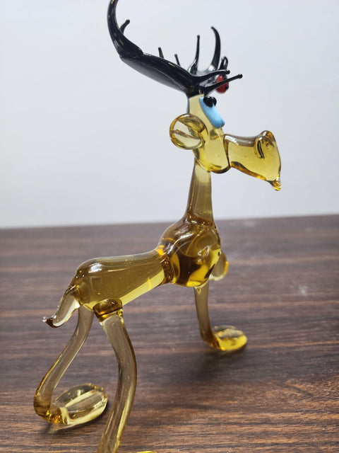 Glass Standing Moose Figurine, Handmade Murano Quality Design - Large