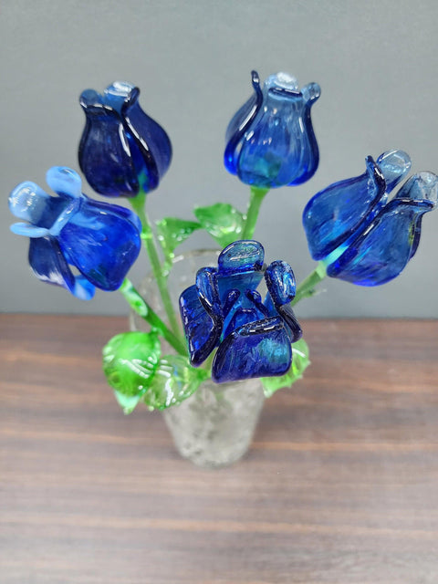 Long Stem Glass Flower Rose