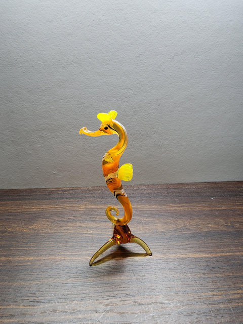 Naturally Colored Glass Figurine - Handcrafted - Seahorse Design