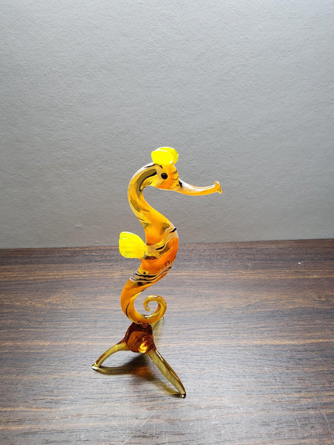 Naturally Colored Glass Figurine - Handcrafted - Seahorse Design