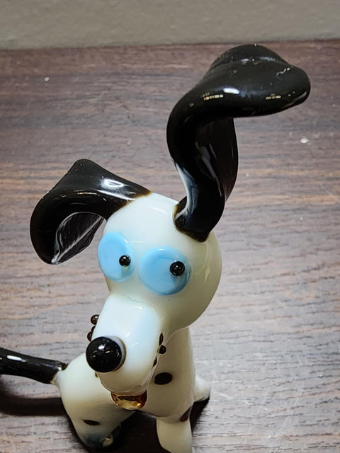 Naturally Colored Glass Figurine - Handcrafted - Dalmatian Design