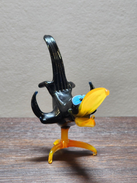 Naturally Colored Glass Figurine - Handcrafted - Crow Design