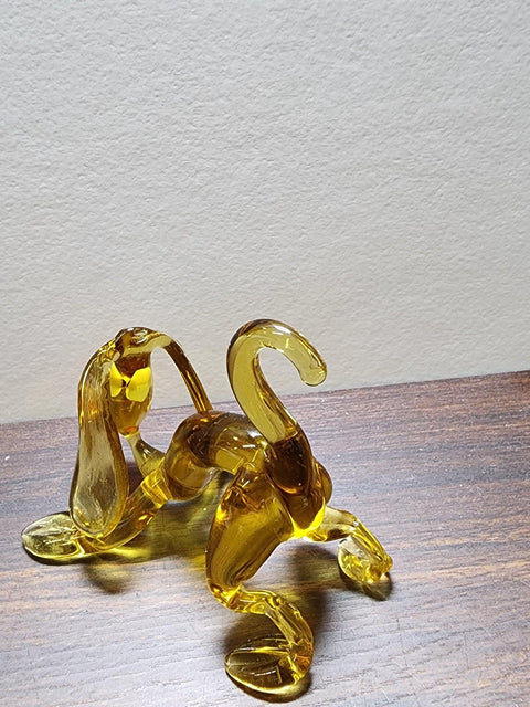 Naturally Colored Glass Figurine - Handcrafted - Spaniel Design