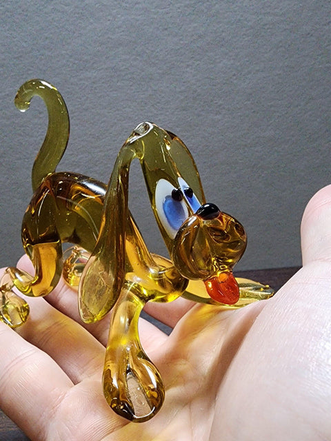 Naturally Colored Glass Figurine - Handcrafted - Spaniel Design