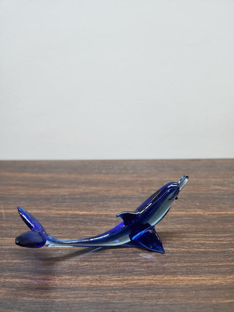 Naturally Colored Glass Figurine - Handcrafted - Dolphin Design