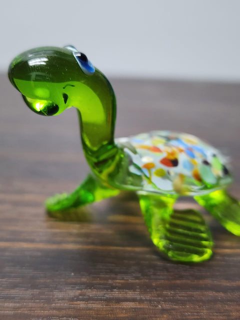 Naturally Colored Glass Figurine - Handcrafted - Turtle Design