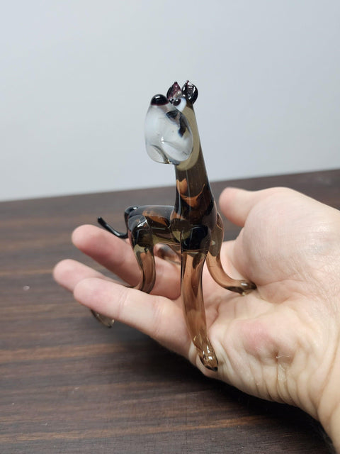 Naturally Colored Glass Figurine - Handcrafted - Great Dane Design