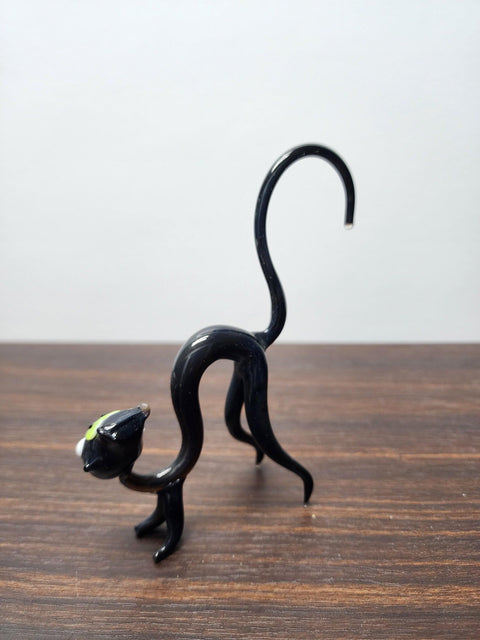 Naturally Colored Glass Figurine - Handcrafted - Cat Design