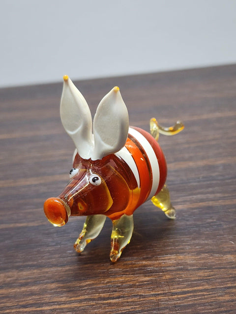 Naturally Colored Glass Figurine - Handcrafted - Pig Design