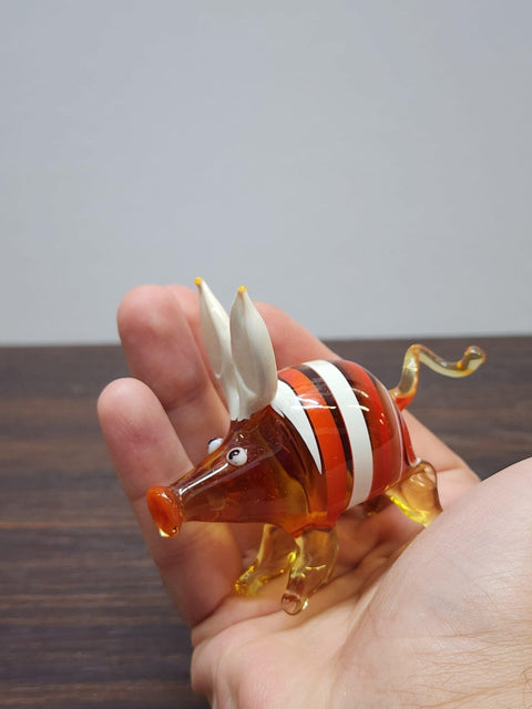 Naturally Colored Glass Figurine - Handcrafted - Pig Design