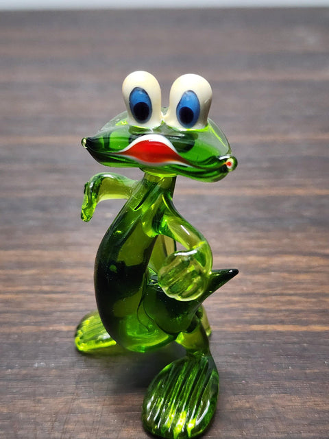 Naturally Colored Glass Figurine - Handcrafted - Frog Design