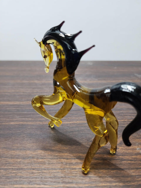 Naturally Colored Glass Figurine - Handcrafted - Horse Design