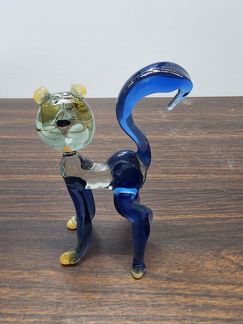 Naturally Colored Glass Figurine - Handcrafted - Standing Tall Cat Design