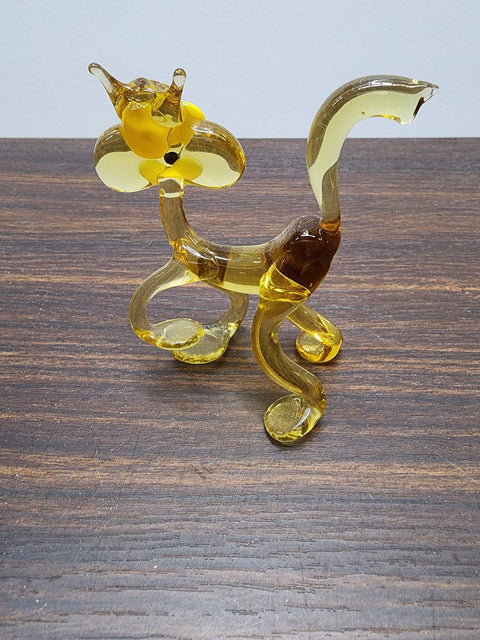 Naturally Colored Glass Figurine - Handcrafted - Cat Design