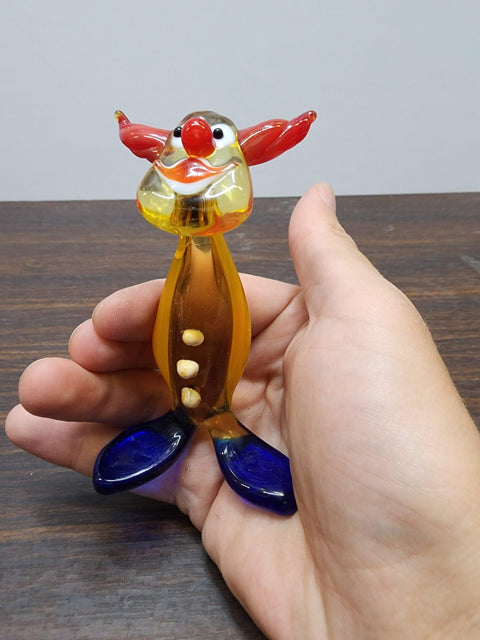 Naturally Colored Glass Figurine - Handcrafted - Clown Design