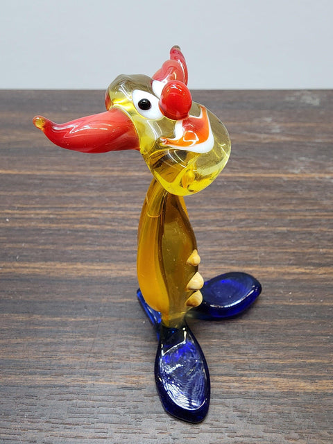 Naturally Colored Glass Figurine - Handcrafted - Clown Design