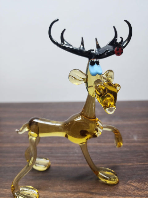 Glass Standing Moose Figurine, Handmade Murano Quality Design - Large